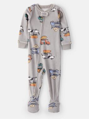 Carter’s Grey boys One-Piece Footed Pajamas with Food Truck Print size 2T